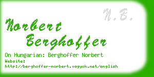 norbert berghoffer business card